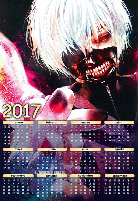 calendario 2017 tokyo ghoul