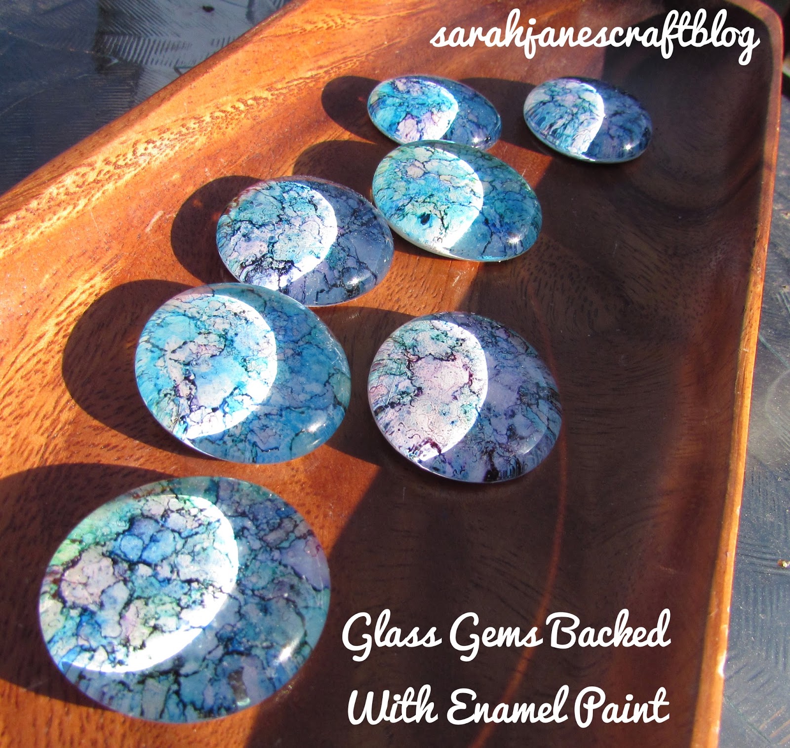 Glass Gems with Alcohol Ink and Enamel Paint