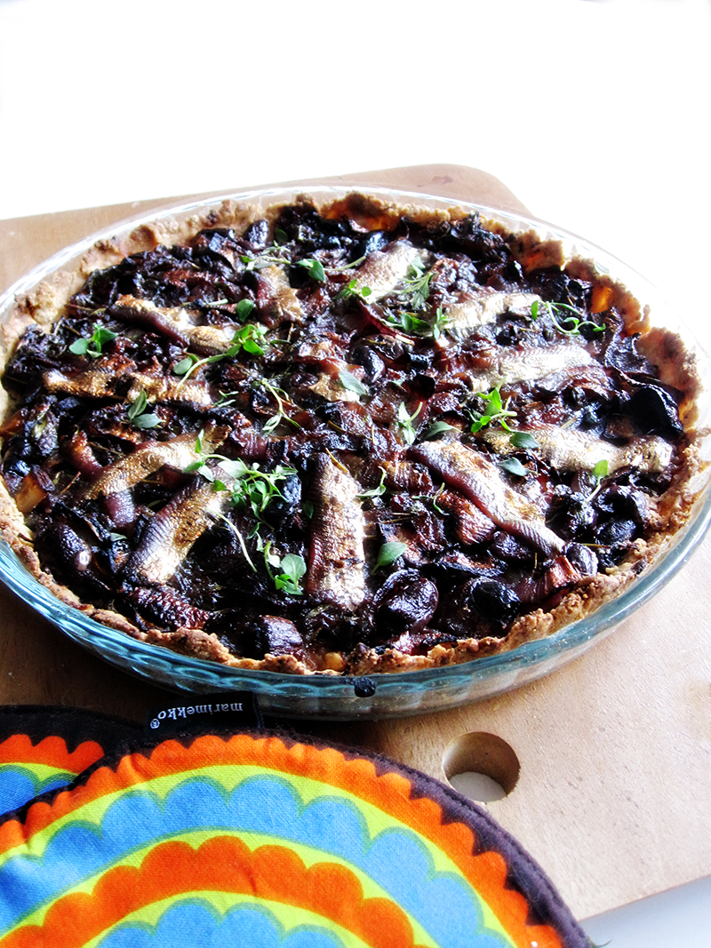 .Anchovy Pie With Caramelized Red Onions (Gluten Free).