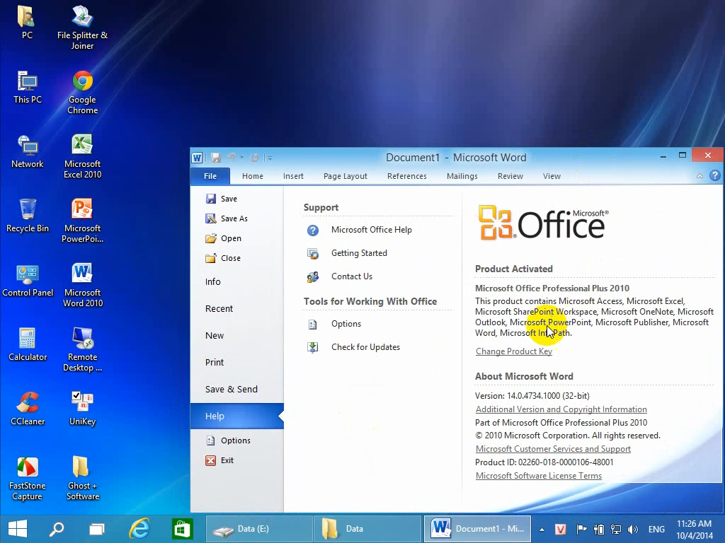 Microsoft office 2010 windows 10 x64