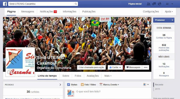 Página oficial do Sind-UTE/MG Caxambu no Facebook