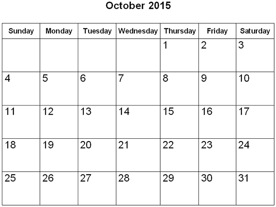 October 2015 Islamic Calendar [Hijri & Gregorian]
