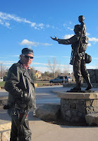 Tim at statue