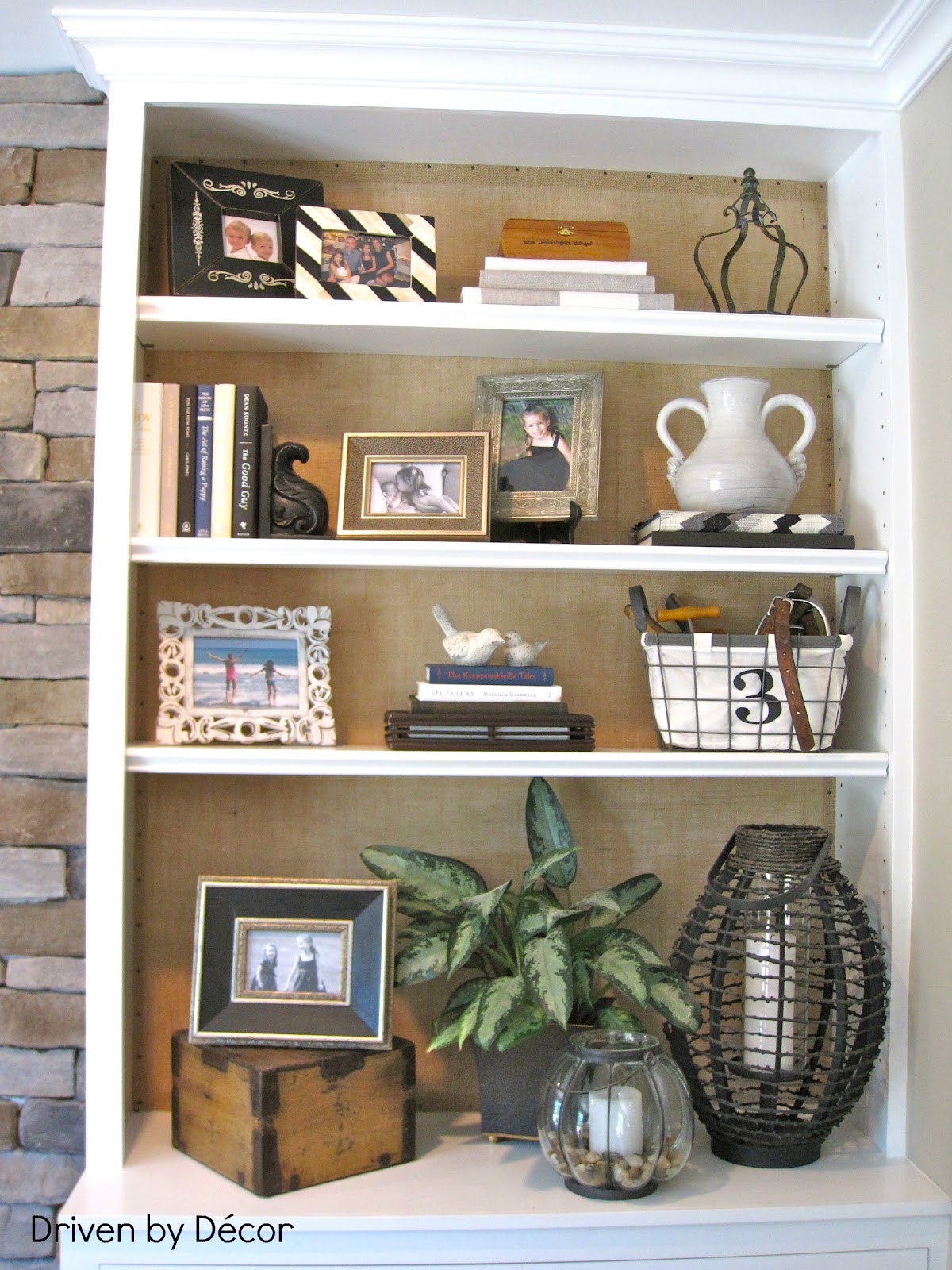 Decor Scoop: DIY Project: Burlap Backed Bookcases