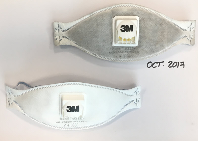 historia de la mascarilla ennegrecida por contaminación | en bici por madrid