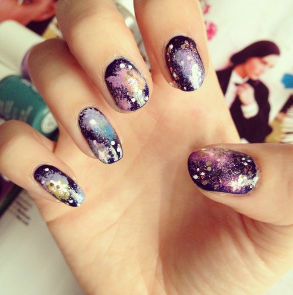 cosmic girl! DIY galaxy nail art | BURKATRON