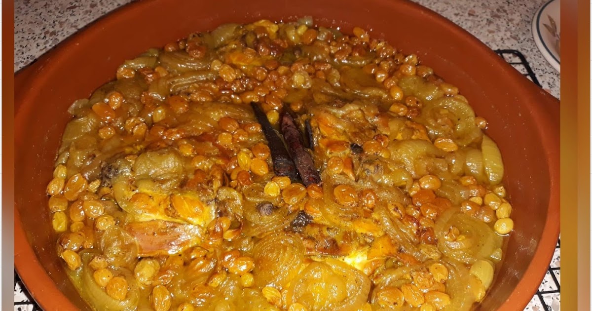 Tagine met kip, uien en rozijnen ( zoete tagine)