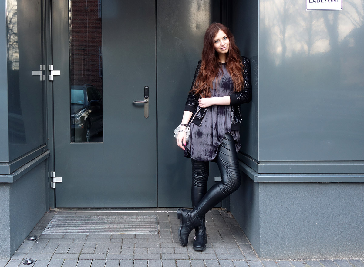 Pailletten Bomber Jacke Biker Leggings Oh Anne