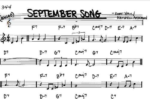 September Song Sheet Music.