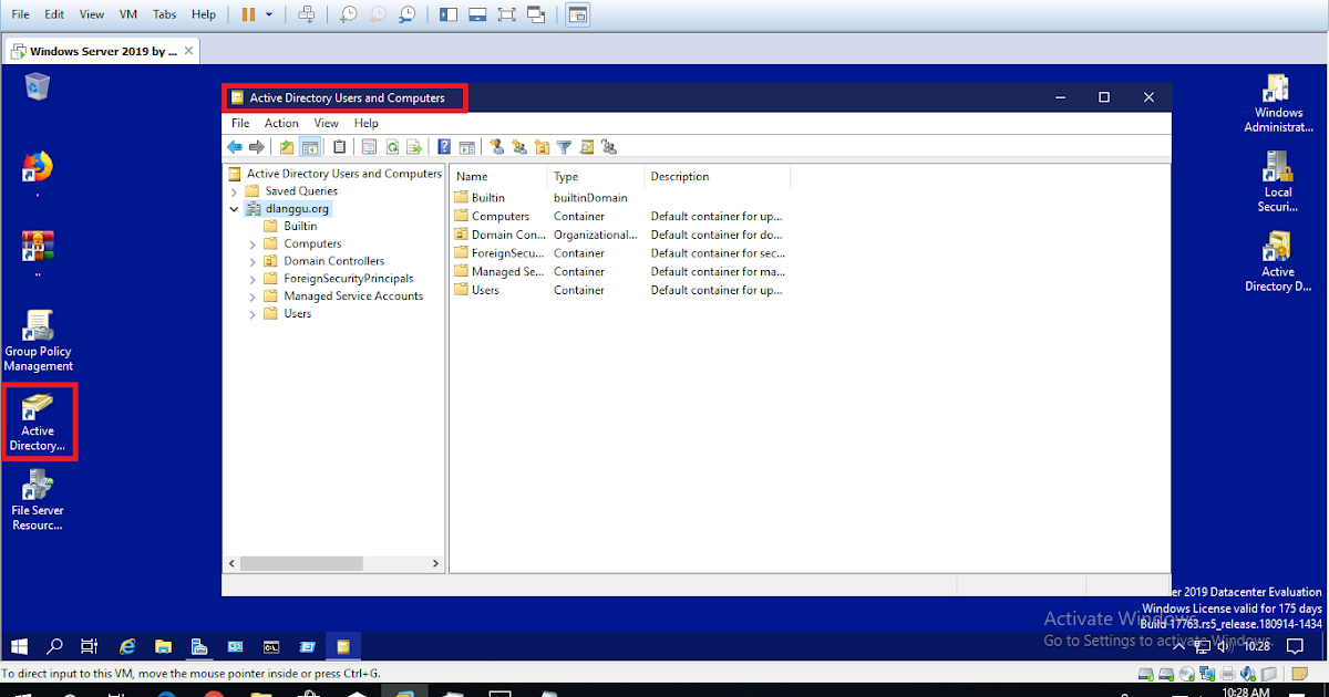 Администратор windows server 2019. Главное окно active directory windows server 2019.