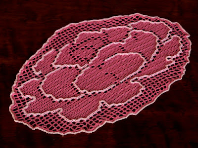  One Rose Flower in Full Bloom - Filet Crochet By RSS Designs In Fiber