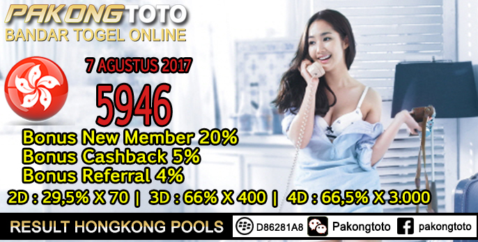 RESULT TOGEL HONGKONG POOLS PERIODE 7 Agustus 2017