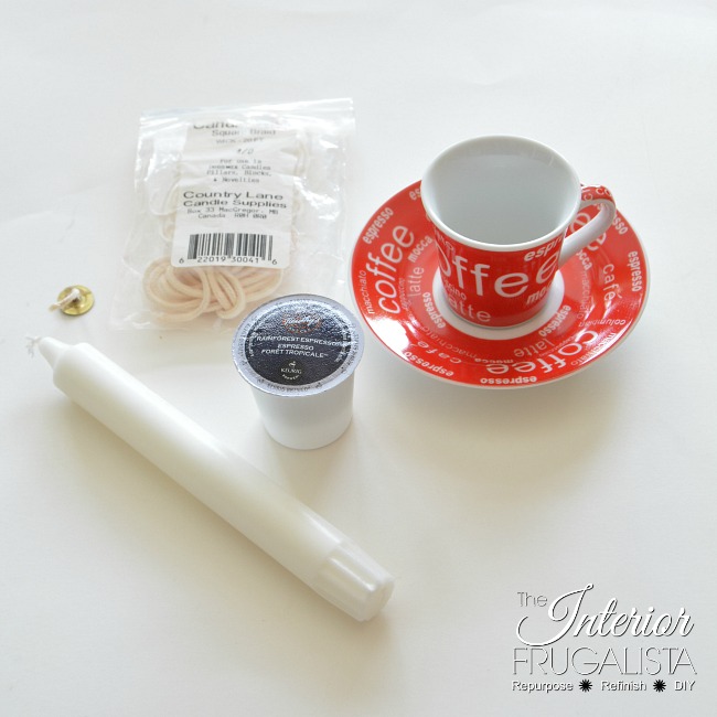 Materials to make a handmade espresso candle