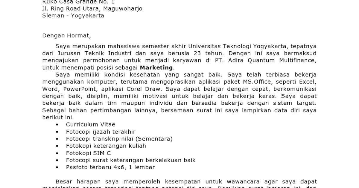 Persyaratan Lamaran Kerja D Pt Erna Contoh Paklaring