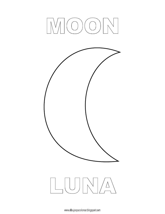 Dibujos Inglés - Español con L: Luna - Moon