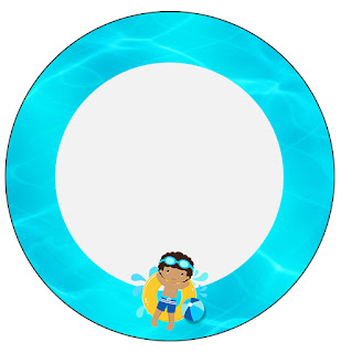 Fiesta en la Piscina, Niño Moreno: Etiquetas para Candy Bar para Imprimir Gratis. Toppers o etiquetas de Fiesta en la Piscina, Niño Moreno para imprimir gratis.