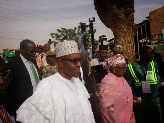APC Presidential Candidate Gen. Buhari and wife doing their accreditation in Katsina 