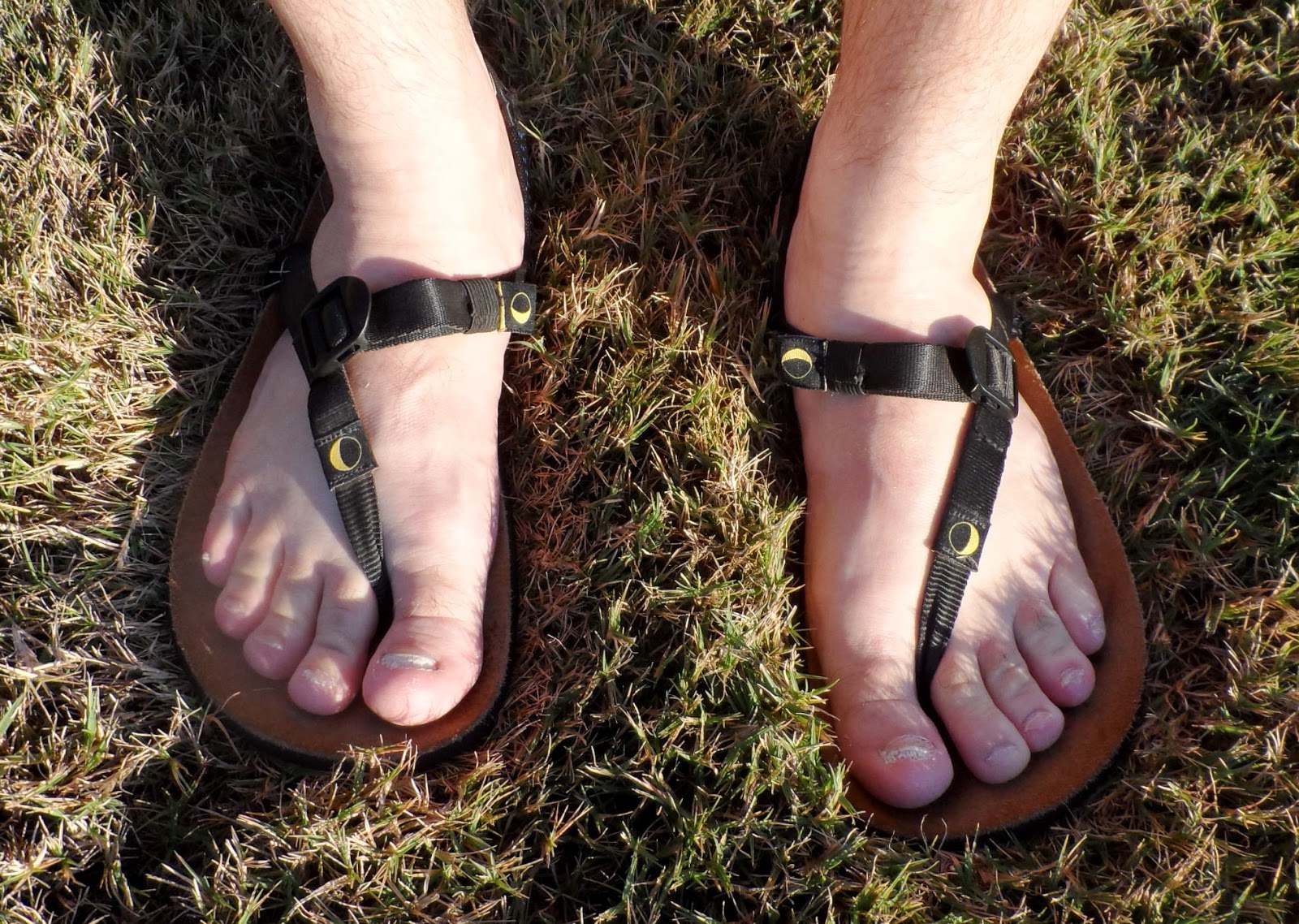 running in luna sandals