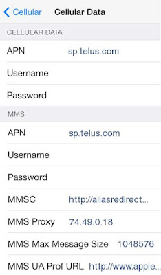 Telus APN Settings for iPhone 5 6S 4S 4