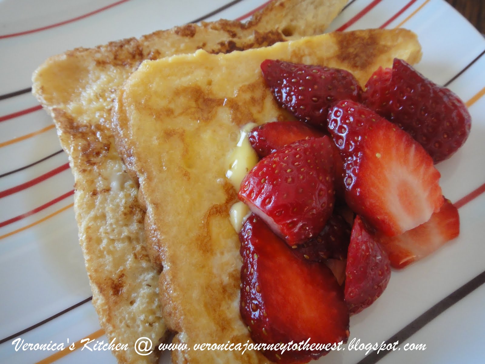 Veronica's Kitchen French Toast with Strawberry and Maple Syrup and HK