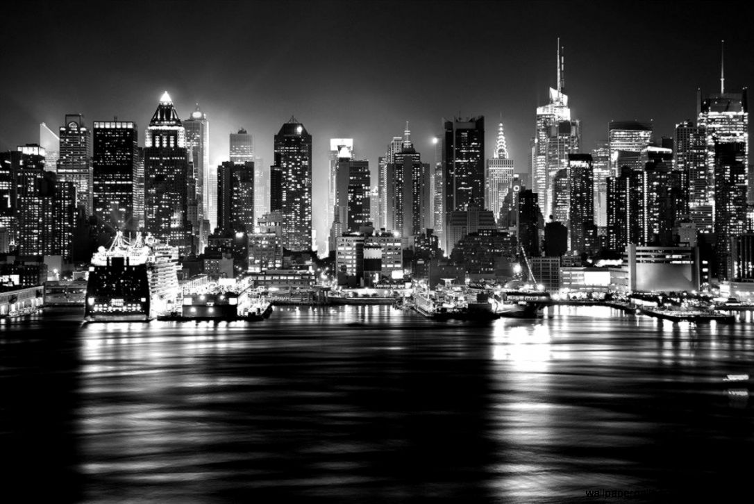 Skyline New  York  View Black  And White  Hd  Wallpaper  