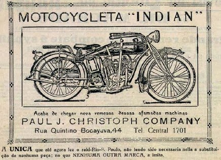 Propaganda da Motocicleta Indian de 1921.