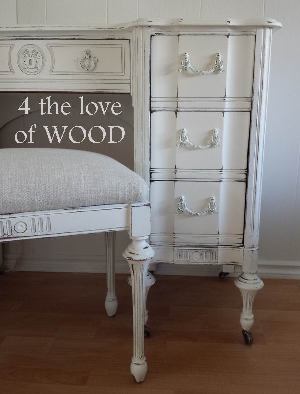 4 the love of wood SHABBY CHIC WHITE DESK painted with annie sloan
