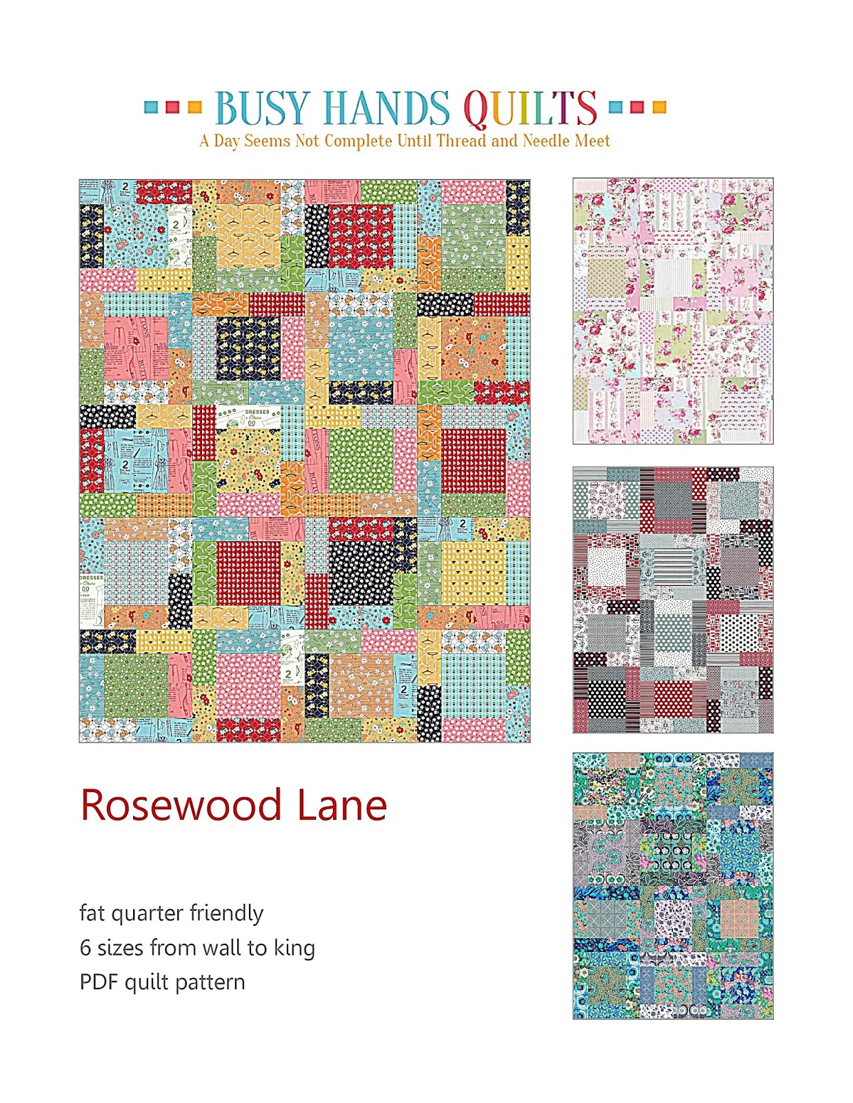 Busy Hands Quilts Rosewood Lane Pattern Updated Cover!