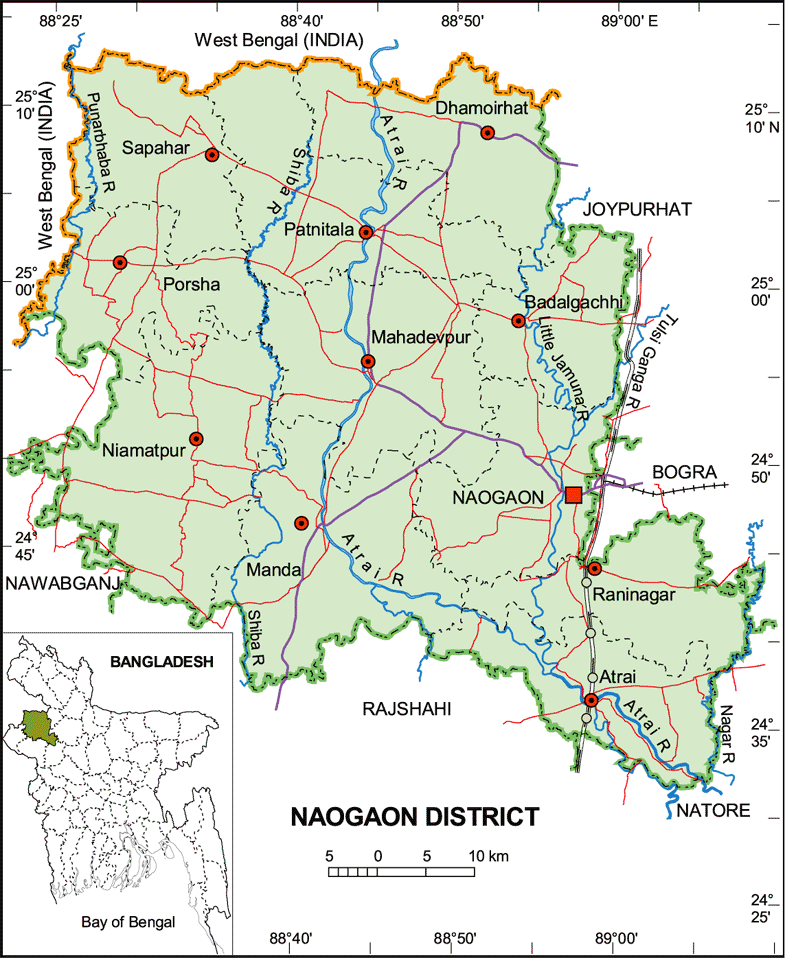 Naogaon District Map Bangladesh