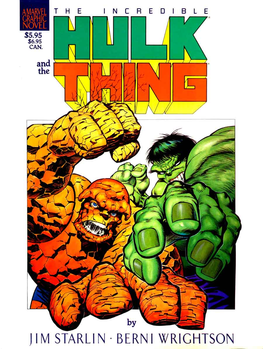 Incredible Hulk and the Thing graphic novel comic book cover art by Bernie Wrightson