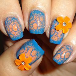 orange nail bright 3d flower decorations delights wendy