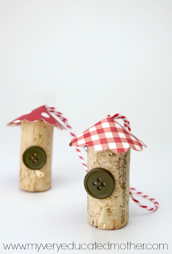 Wine Cork Birdhouse Ornaments