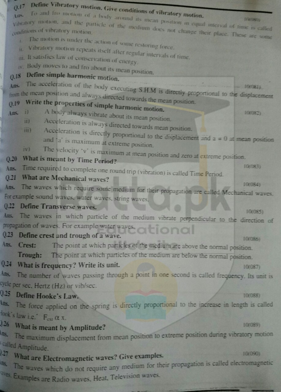 Matric 10th class Physics Chapter 10 Short Questions 4