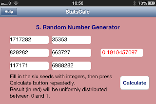 iOS App SciStatCalc screenshot Uniform Distribution Random Number Generator 