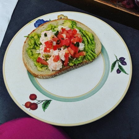 image of open-faced sandwich on a plate