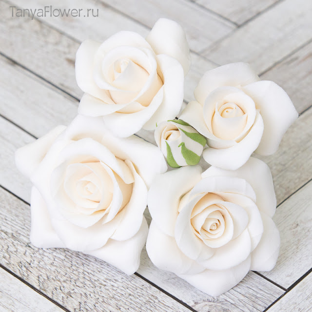 шпильки с розами из полимерной глины на свадьбу