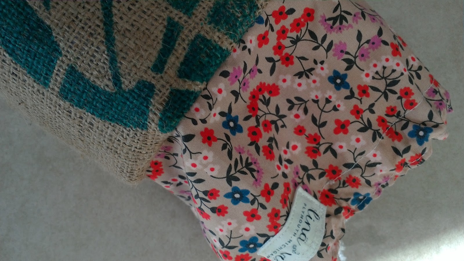 Burlap Coffee Bean Sack Yoga Mat Bag Floral by Lina and Vi Plymouth MI