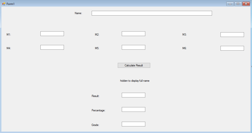 Student Marksheet with grades windows form project in C# demo
