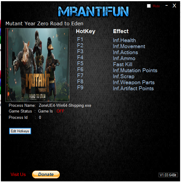 Trainer Cheat Mutant Year Zero: Road to Eden Trainer Cheat Mutant Year Zero: Road to Eden