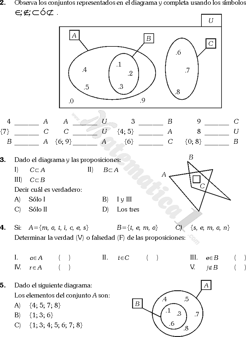 EJERCICIOS DE CONJUNTOS RESUELTOS DE MATEMÁTICA DE SEXTO DE PRIMARIA PDF