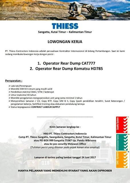 Lowongan Kerja Tambang Batubara Terbaru 2018 Di Kalimantan Timur Mastimon Com