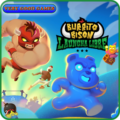 A banner for the review of the Burrito Bison Launcha Libre game on the gaming blog Very Good Games