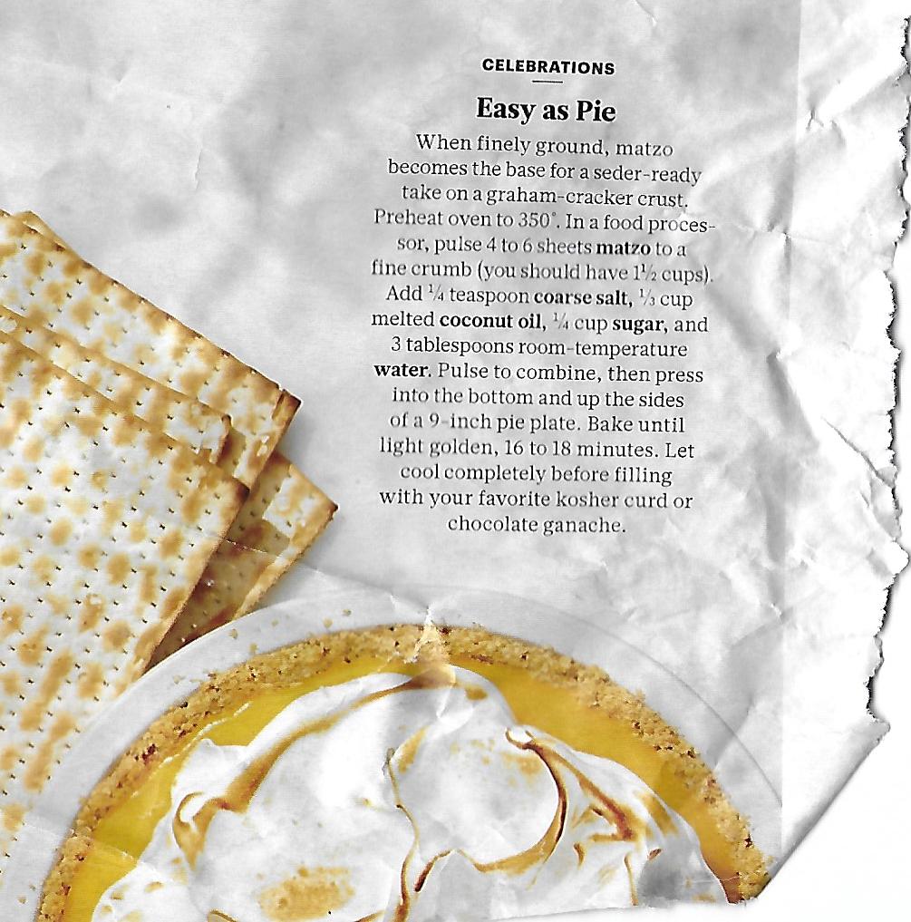 ChezChani Matzo Matza Matzoh Matzah Pie Crust