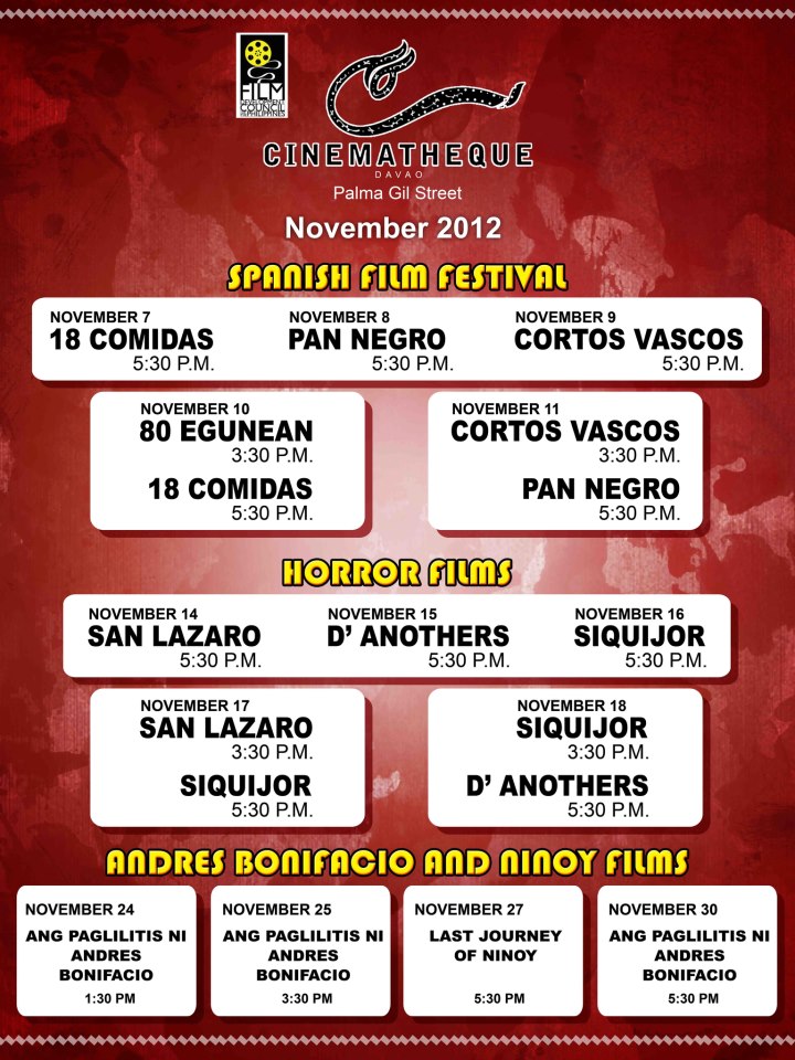 Davao Cinematheque November Schedule - Anything About Davao