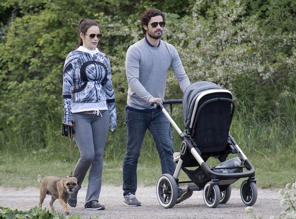 Prince Carl Philip, Princess Sofia and Prince Alexander were photographed while they were walking around Villa Solbacken (literally Villa Sunny Hill) in Djurgården