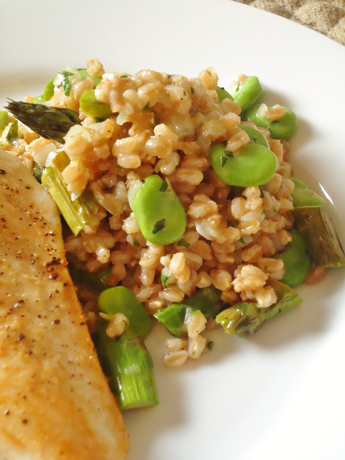 FIVE O'CLOCK FOOD Farro Risotto with Fava Beans, Asparagus, and Fresh