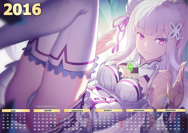 calendarios 2016 anime Re:Zero