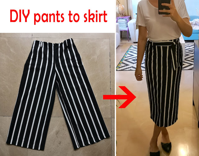 MrsMommyHolic: DIY: Turning culotte pants into a skirt