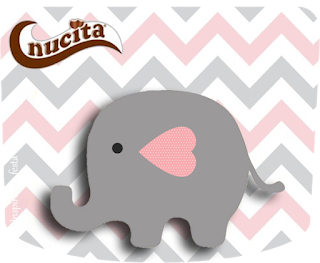Lluvia de Bendiciones en Rosa y Celeste: Invitaciones y Etiquetas para Candy Bar para Imprimir Gratis. Etiqueta Nucita de Elefante Bebé en Rosado y Gris para imprimir gratis.