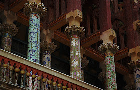 Mosaic Covered Pillars or columns at Palau de la Musica Catalana, Barcelona by Domenech i Montaner